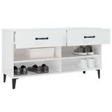 Shoe Cabinet High Gloss White 102x35x55 cm Engineered Wood - 45-Degree Angle