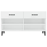 Shoe Cabinet High Gloss White 102x35x55 cm Engineered Wood - Rear View
