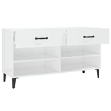 Shoe Cabinet High Gloss White 102x35x55 cm Engineered Wood - Low Angle