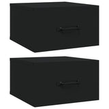 Wall-mounted Bedside Cabinets 2 pcs Black 35x35x20 cm - Front View