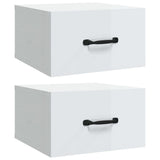 Wall-mounted Bedside Cabinets 2 pcs High Gloss White 35x35x20 cm - Front View