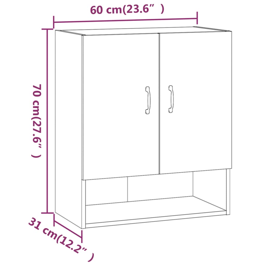 Wall Cabinet White 60x31x70 cm Engineered Wood
