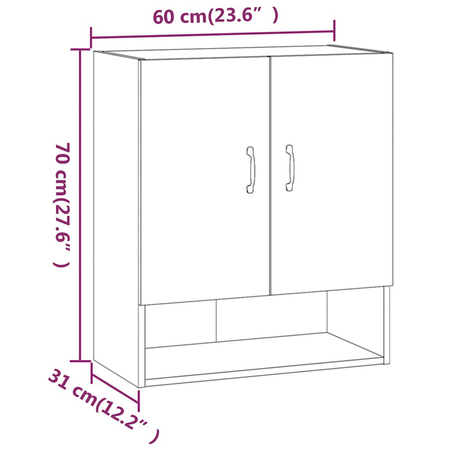 Wall Cabinet White 60x31x70 cm Engineered Wood