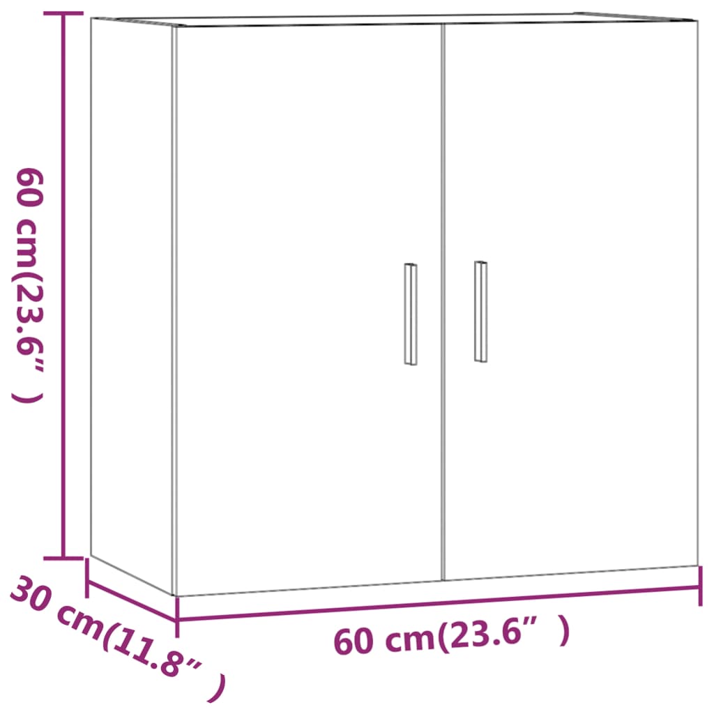 Wall Cabinet Black 60x30x60 cm Engineered Wood