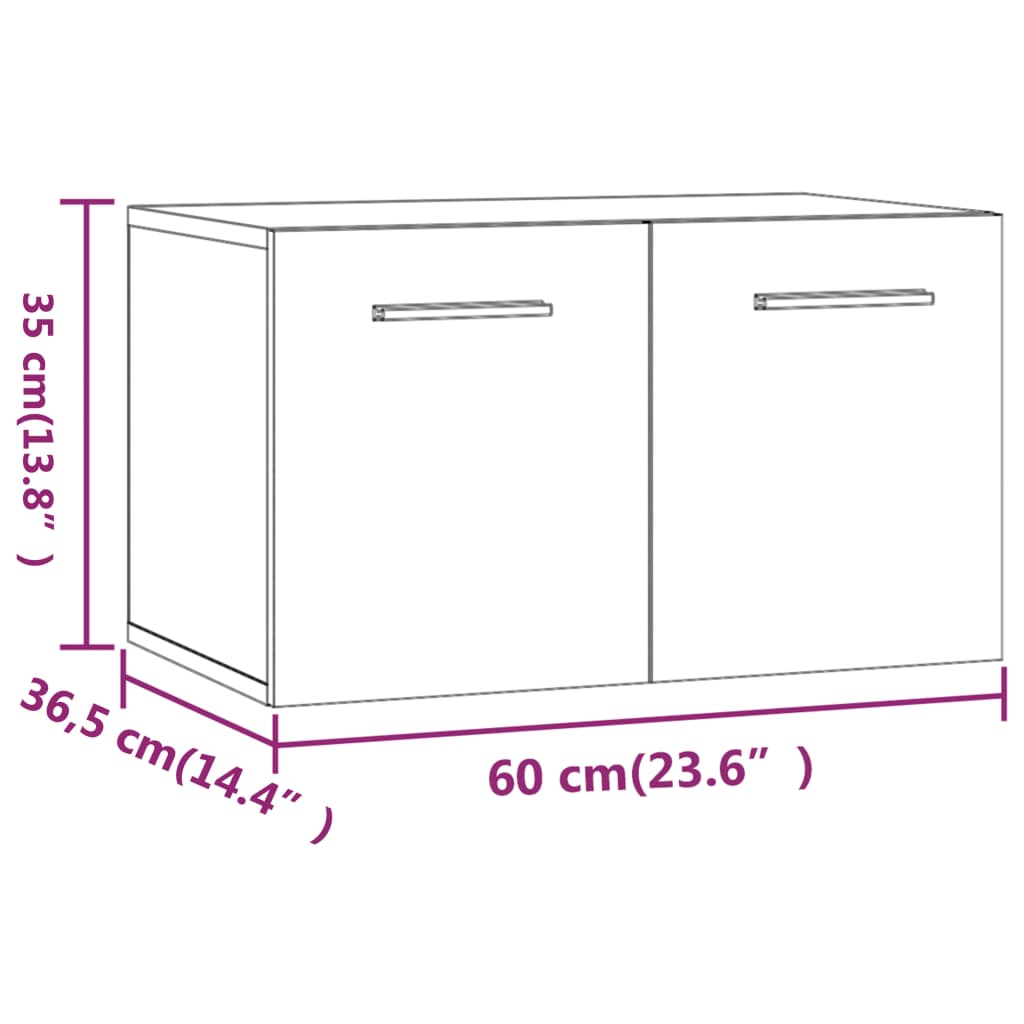 Wall Cabinet Black 60x36.5x35 cm Engineered Wood
