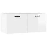Wall Cabinet High Gloss White 80x36.5x35 cm Engineered Wood - Front View