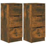 Sideboards 2 pcs Smoked Oak 30x30x70 cm Engineered Wood - Front View