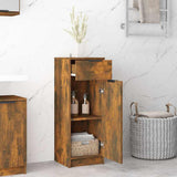 Bathroom Cabinet Smoked Oak 32x34x90 cm Engineered Wood - Side View