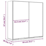 Bathroom Mirror Cabinet Smoked Oak 64x20x67 cm - Extra Image