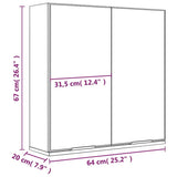 Bathroom Mirror Cabinet Smoked Oak 64x20x67 cm - Extra Image