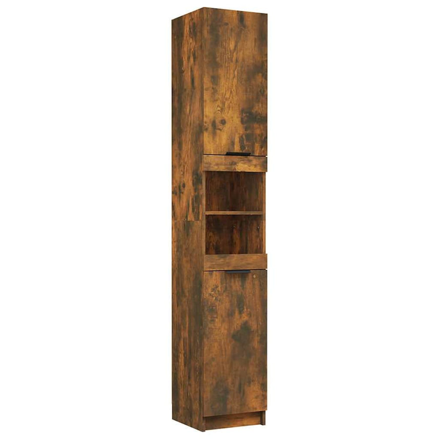 Bathroom Cabinet Smoked Oak 32x34x188.5 cm Engineered Wood