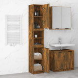 Bathroom Cabinet Smoked Oak 32x34x188.5 cm Engineered Wood - Top-Down View
