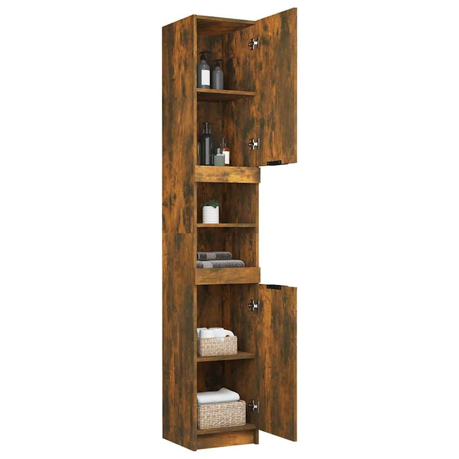 Bathroom Cabinet Smoked Oak 32x34x188.5 cm Engineered Wood