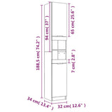 Bathroom Cabinet Smoked Oak 32x34x188.5 cm Engineered Wood - Extra Image