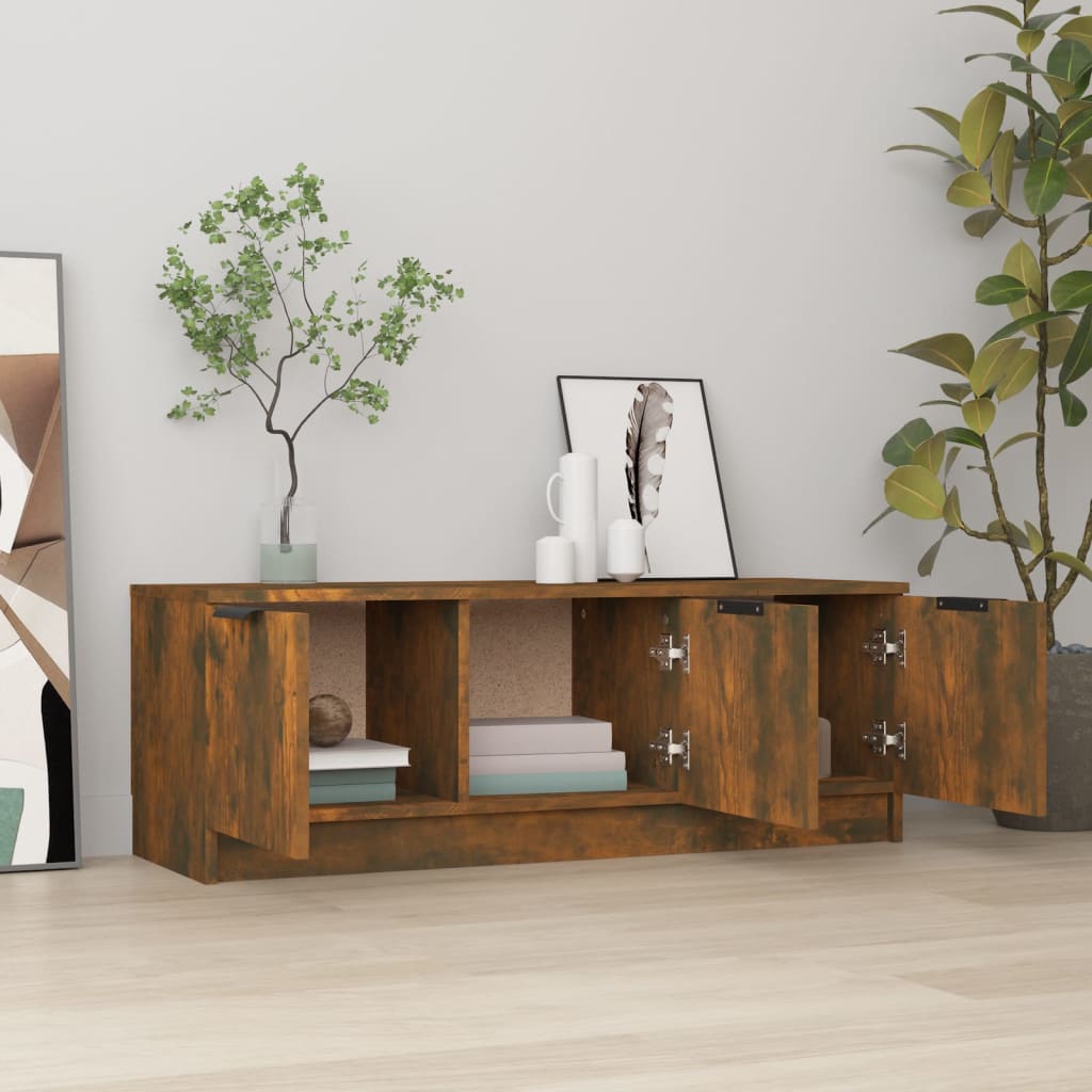 TV Cabinet Smoked Oak 102x35x36.5 cm Engineered Wood
