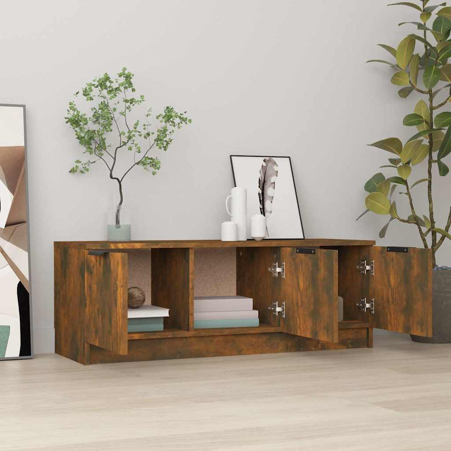 TV Cabinet Smoked Oak 102x35x36.5 cm Engineered Wood