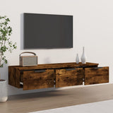 Wall Cabinet Smoked Oak 102x30x20 cm Engineered Wood - Side View