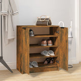 Shoe Cabinet Smoked Oak 59x35x70 cm Engineered Wood - Rear View