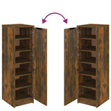 Shoe Cabinet Smoked Oak 30x35x100 cm Engineered Wood