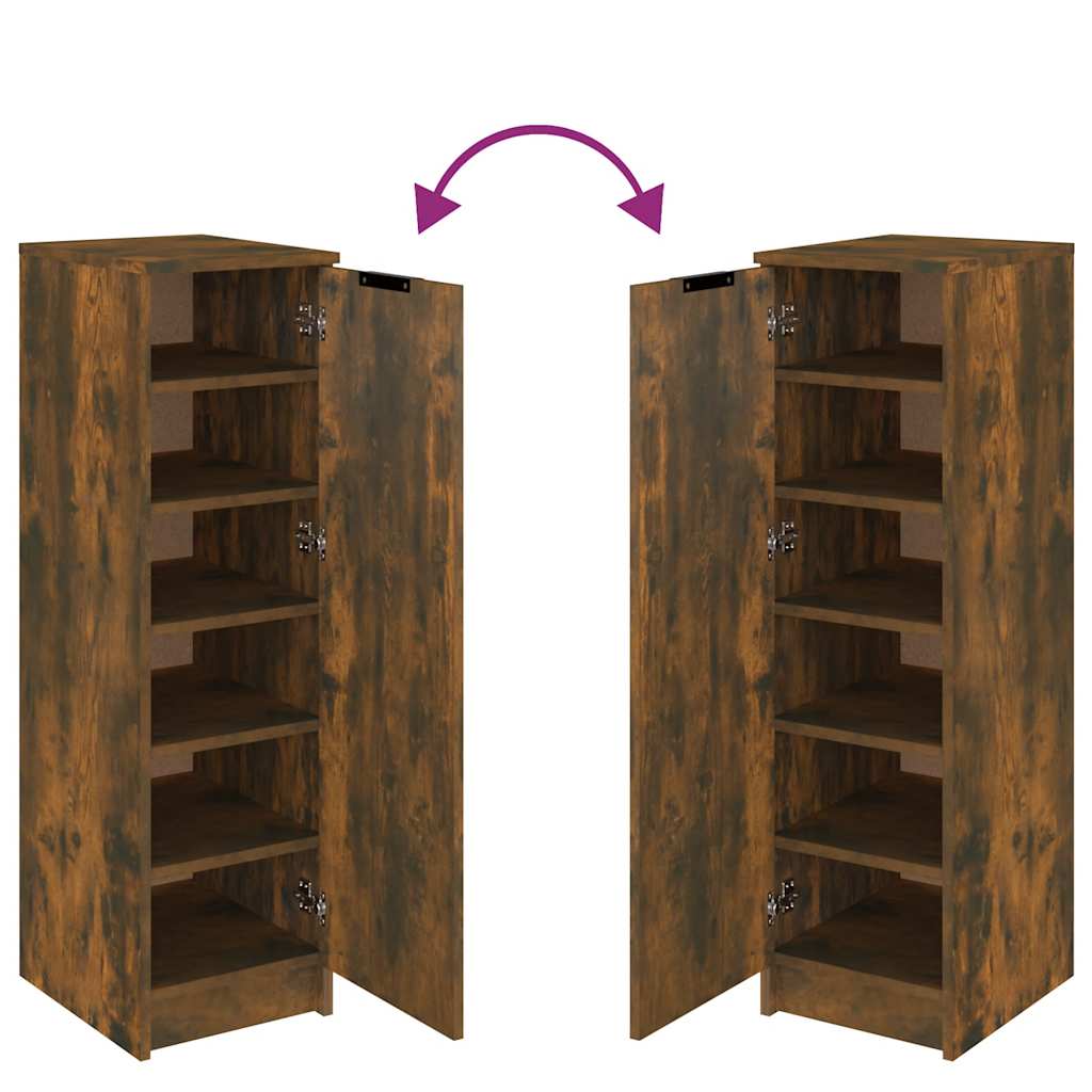 Shoe Cabinet Smoked Oak 30x35x100 cm Engineered Wood