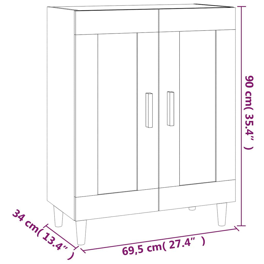 Sideboard Smoked Oak 69.5x34x90 cm Engineered Wood