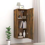 Hanging Wall Cabinet Smoked Oak 34.5x34x90 cm Engineered Wood - Side View