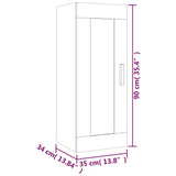 Wall Cabinet Smoked Oak 35x34x90 cm Engineered Wood - Extra Image