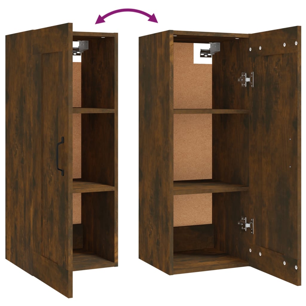 Hanging Cabinet Smoked Oak 35x34x90 cm Engineered Wood