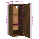 Hanging Cabinet Smoked Oak 35x34x90 cm Engineered Wood