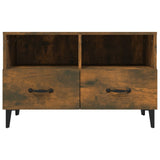 TV Cabinet Smoked Oak 80x36x50 cm Engineered Wood - Rear View
