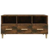 TV Cabinet Smoked Oak 102x36x50 cm Engineered Wood - Rear View