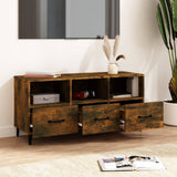 TV Cabinet Smoked Oak 102x35x50 cm Engineered Wood - Side View