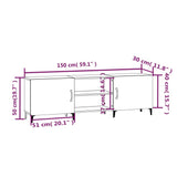 TV Cabinet Smoked Oak 150x30x50 cm Engineered Wood - Low Angle