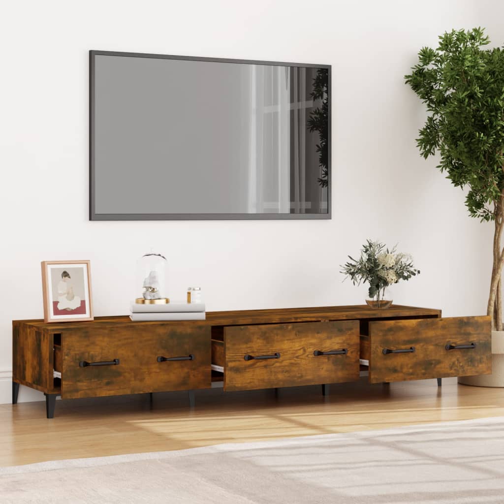 TV Cabinet Smoked Oak 150x34.5x30 cm Engineered Wood