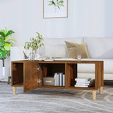 Coffee Table Smoked Oak 102x50x40 cm Engineered Wood - Rear View