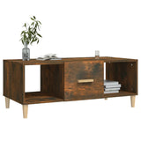 Coffee Table Smoked Oak 102x50x40 cm Engineered Wood - Close-Up Angle