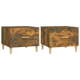 Coffee Tables 2 pcs Smoked Oak 50x50x40 cm Engineered Wood - Front View