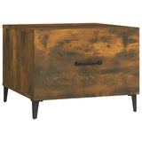 Coffee Tables with Metal Legs 2 pcs Smoked Oak 50x50x40 cm - Rear View