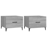 Coffee Tables with Metal Legs 2 pcs Grey Sonoma 50x50x40 cm - Front View