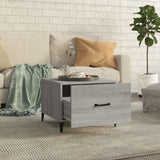 Coffee Tables with Metal Legs 2 pcs Grey Sonoma 50x50x40 cm - Side View