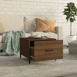 Coffee Tables with Metal Legs 2 pcs Brown Oak 50x50x40 cm - Side View