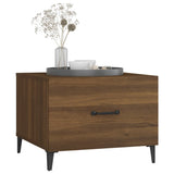 Coffee Tables with Metal Legs 2 pcs Brown Oak 50x50x40 cm - Top-Down View