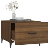 Coffee Tables with Metal Legs 2 pcs Brown Oak 50x50x40 cm - 45-Degree Angle