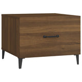 Coffee Tables with Metal Legs 2 pcs Brown Oak 50x50x40 cm - Rear View