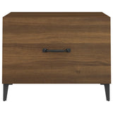 Coffee Tables with Metal Legs 2 pcs Brown Oak 50x50x40 cm - Close-Up Angle