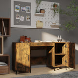 Desk Smoked Oak 140x50x75 cm Engineered Wood - Side View