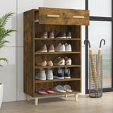 Shoe Cabinet Smoked Oak 60x35x105 cm Engineered Wood - Side View