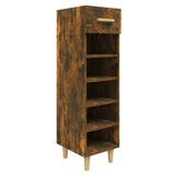 Shoe Cabinet Smoked Oak 30x35x105 cm Engineered Wood - Front View