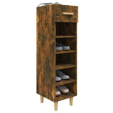 Shoe Cabinet Smoked Oak 30x35x105 cm Engineered Wood - Rear View