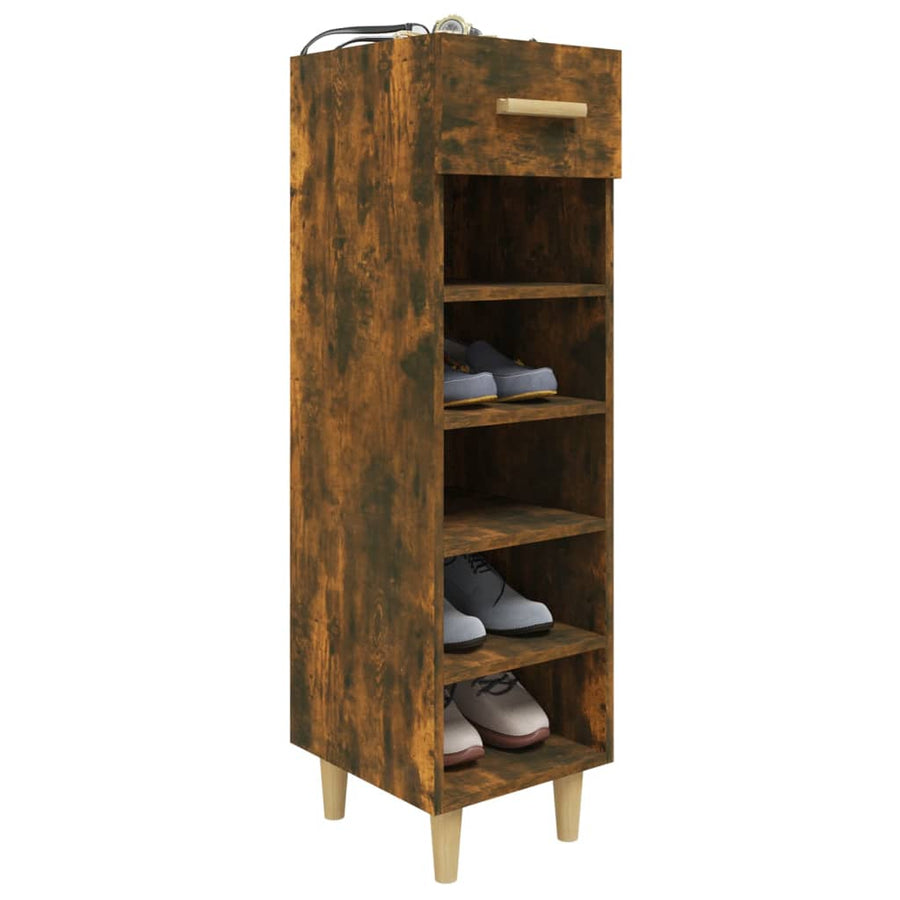 Shoe Cabinet Smoked Oak 30x35x105 cm Engineered Wood